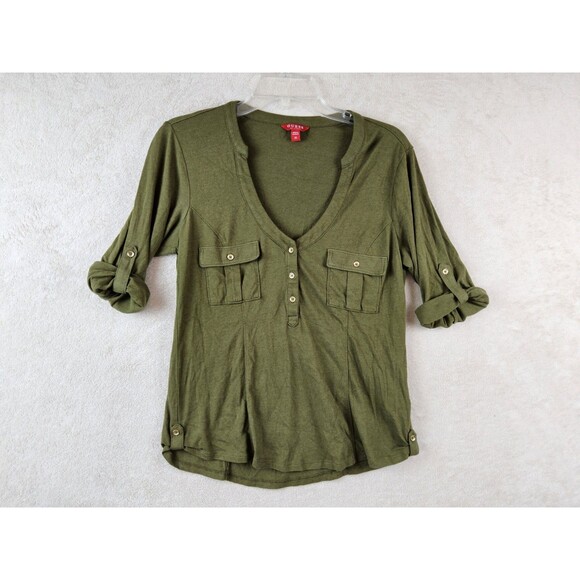 Guess Women's Roll Tab Knit Pocket Top Size M - Picture 1 of 3